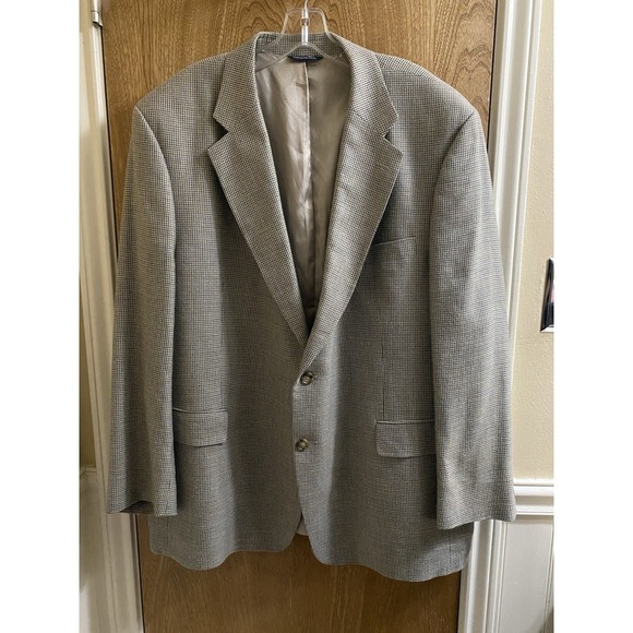 Vintage Alexander Julian Classics Blazer 48R Gray Herringbone Silk Wool Linen - Picture 1 of 16